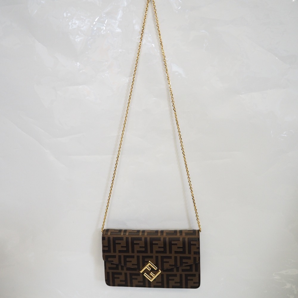 Fendi Chain Wallet Ff Diamond Zucca Pattern Brown - image 2